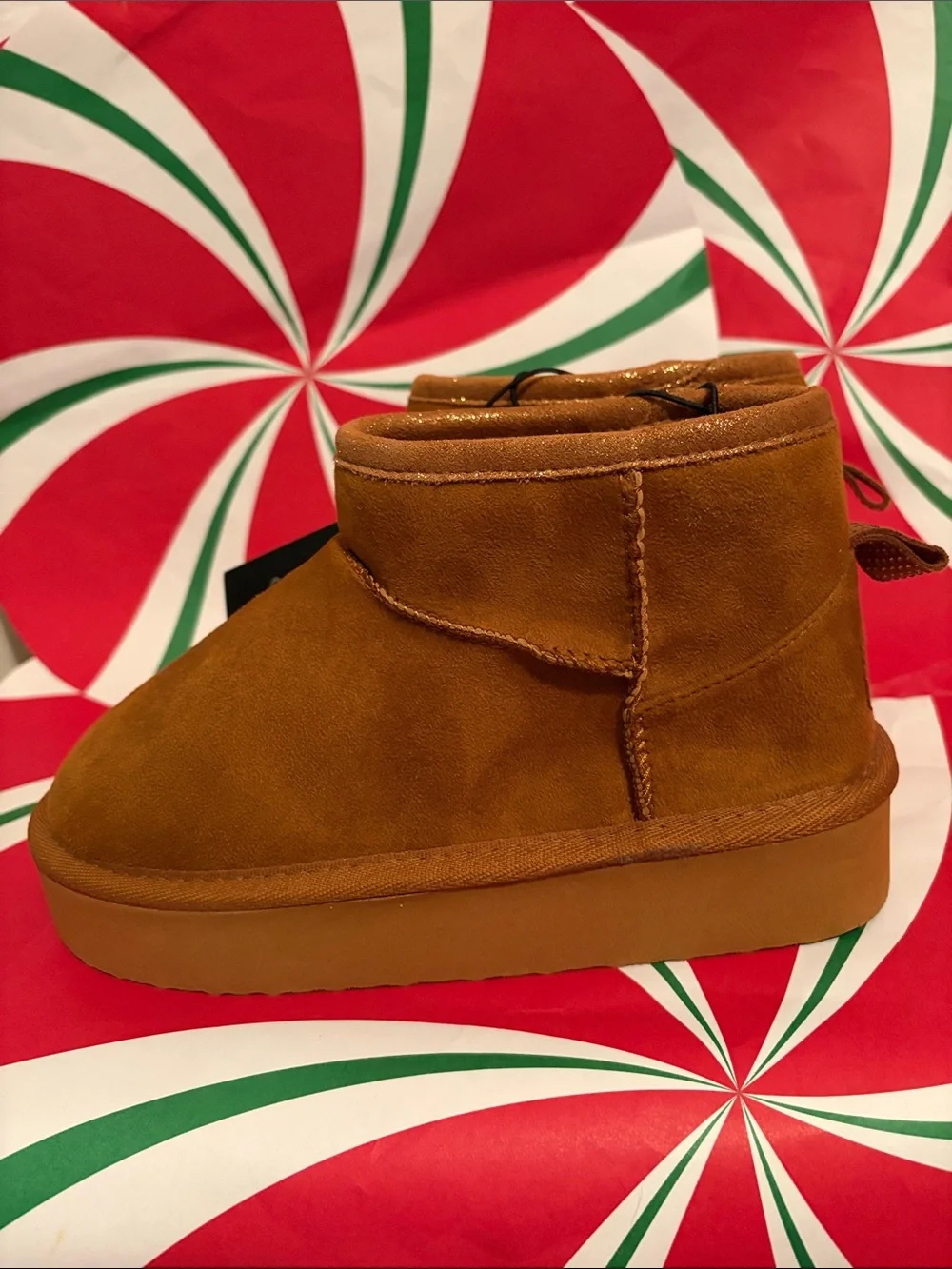 Vince Camuto Kids Chestnut Suede Ankle Boots with Leopard Lining